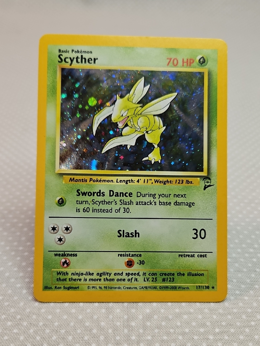 2000 Pokemon Scyther 17/130 Base Set 2 Holo. (BS2)